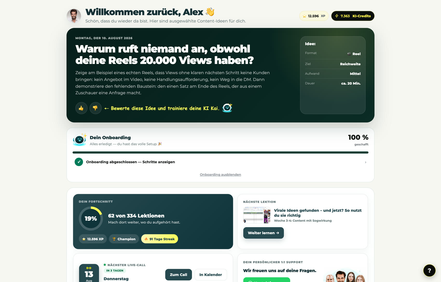 Blick in die Academy-App